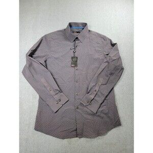 Quieti Shirt Mens M Button Gray Check Performance 4 Way Stretch‎ Casual Dad NEW